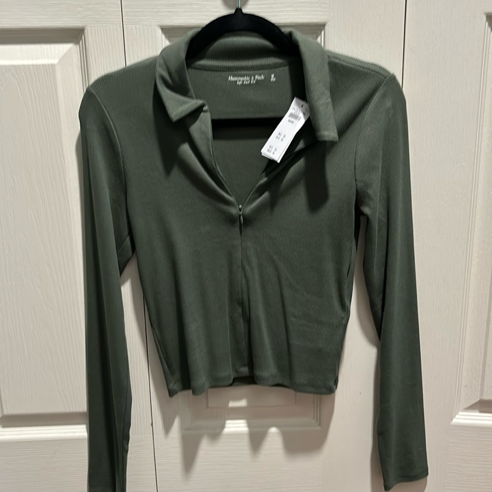 Abercrombie soft rib long sleeve polo size medium